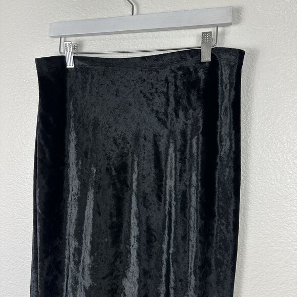 Vintage Express Maxi Skirt Y2K 90s Women Medium Black Velvet Witchy Vamp Goth - Picture 3 of 9